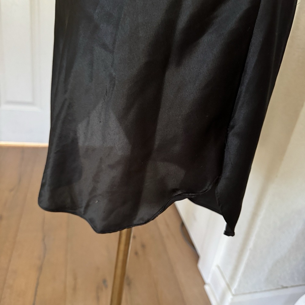 Vintage Black Slip Chemise Dress Satin 90s Y2K Grunge Goth Lingerie Nightie Sexy - Picture 7 of 10
